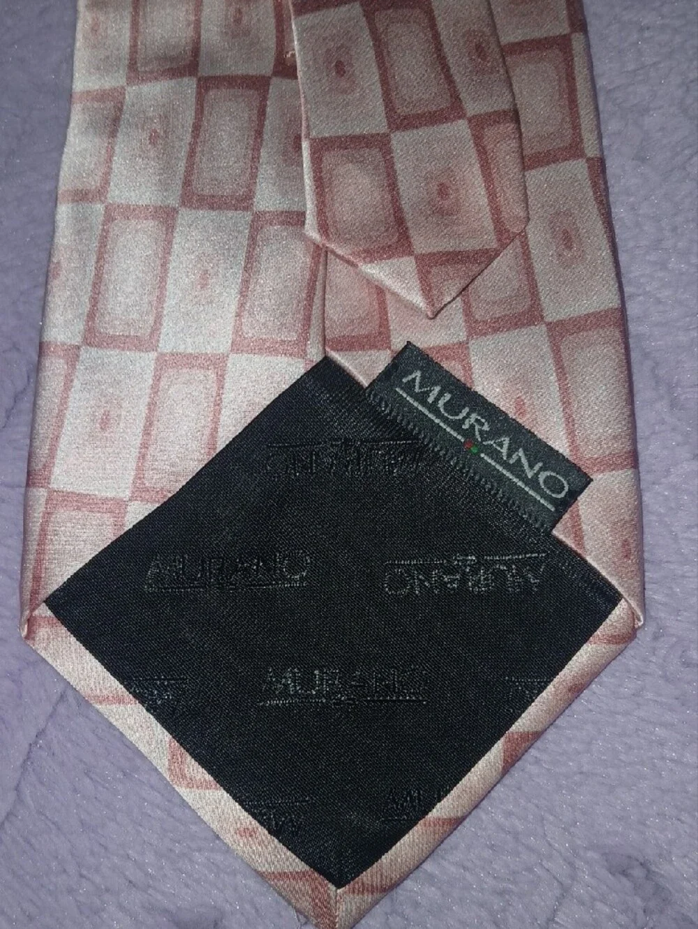 Murano Pink Geometric Print 100% Silk Men's Tie